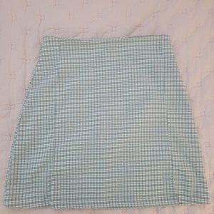 Brandy melville green and white mini skirt